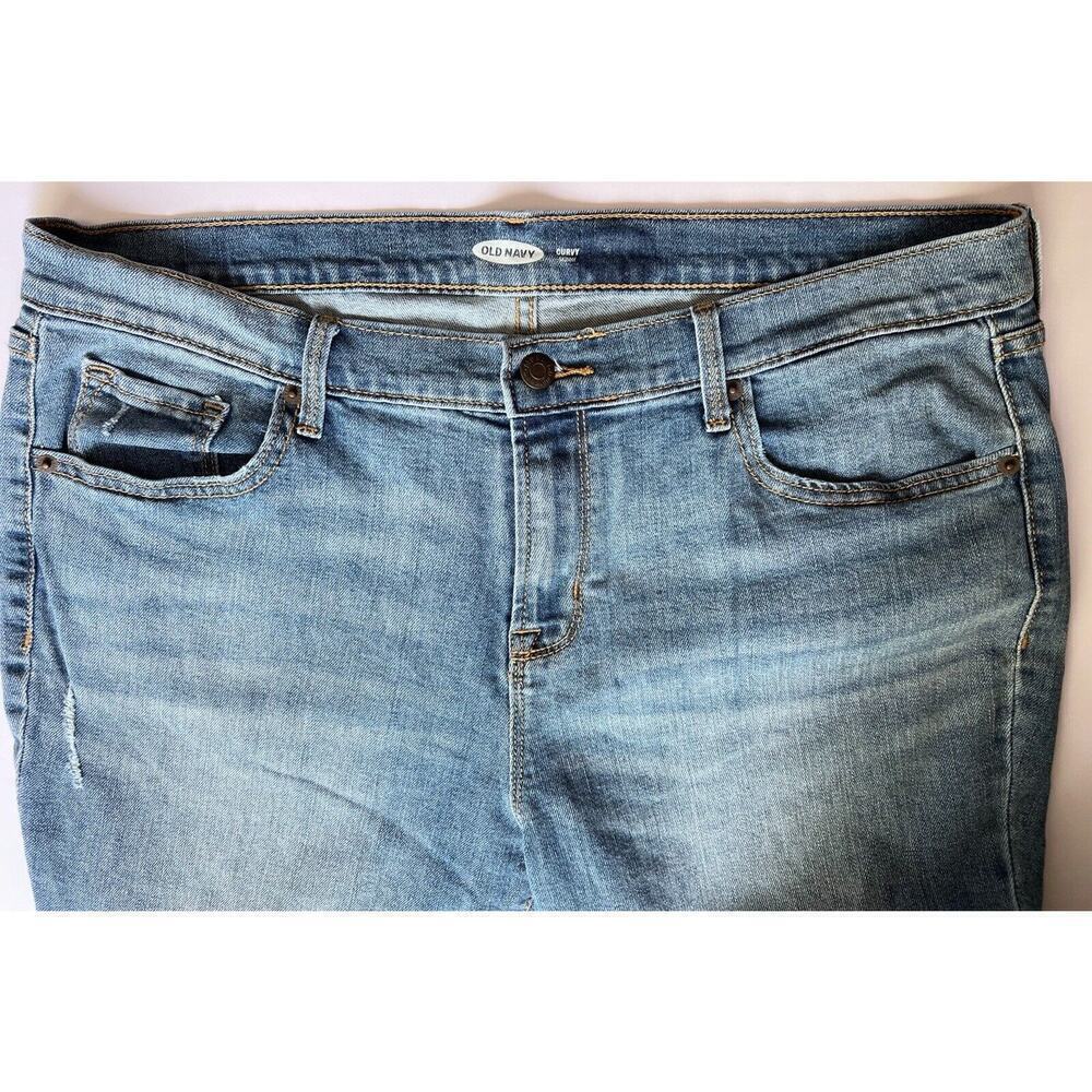 Old Navy Womens Jeans Size 14 Curvy Skinny Blue Distressed Ankle Stretch Denim - Picture 6 of 8